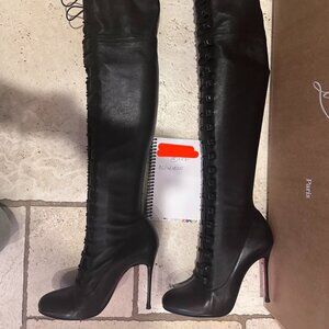 Christian Louboutin Ronfifi Supra OTK black leather stiletto boots 38.5